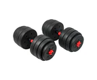 40kg Adjustable Rubber Dumbbell Set Barbell Home GYM Exercise Weights