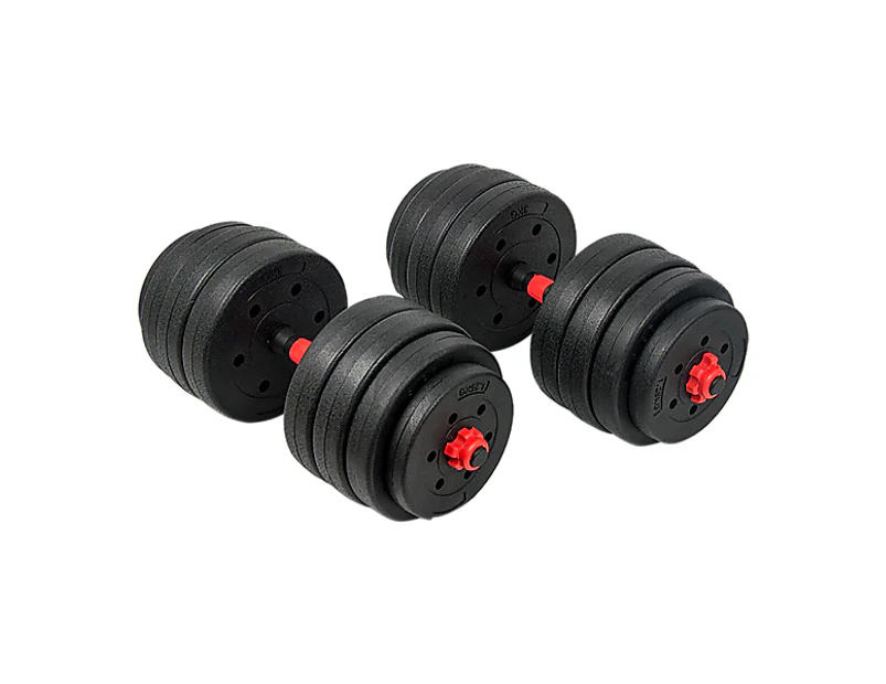 40kg Adjustable Rubber Dumbbell Set Barbell Home GYM Exercise Weights