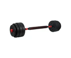 40kg Adjustable Rubber Dumbbell Set Barbell Home GYM Exercise Weights