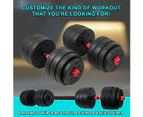 40kg Adjustable Rubber Dumbbell Set Barbell Home GYM Exercise Weights