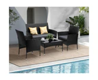 Livsip 4PCS Outdoor Furniture Setting Patio Garden Table Chair Set Wicker Sofa