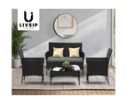 Livsip 4PCS Outdoor Furniture Setting Patio Garden Table Chair Set Wicker Sofa