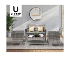 Livsip Outdoor Furniture 4-Piece Lounge Setting Chairs Table Wicker Set Patio