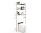 Giantex Metal Bathroom Storage Shelf Over the Toilet Organiser w/3 Tier Stand & 3 Hooks Space Saver Rack White