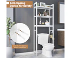 Giantex Metal Bathroom Storage Shelf Over the Toilet Organiser w/3 Tier Stand & 3 Hooks Space Saver Rack White