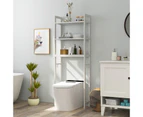 Giantex Metal Bathroom Storage Shelf Over the Toilet Organiser w/3 Tier Stand & 3 Hooks Space Saver Rack White