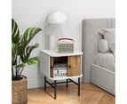 Giantex Modern Nightstand Bedside Storage Table w/Sliding Doors & Metal Legs Floor Side Table Bedroom White