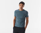 Tommy Hilfiger Men's Stretch Stripe Tee / T-Shirt / Tshirt - Blue Lake