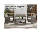 ALFORDSON Outdoor Furniture 4PCS Garden Patio Chairs Table Set Wicker