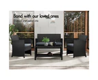 ALFORDSON Outdoor Furniture 4PCS Garden Patio Chairs Table Set Wicker Black