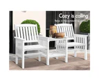 ALFORDSON Wooden Garden Bench Loveseat Outdoor Chairs Table Set Patio White