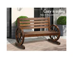 ALFORDSON Wooden Garden Bench Wagon Wheel Chair Seat Outdoor Patio Charcoal