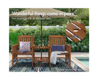 ALFORDSON Wooden Garden Bench Loveseat Outdoor Chairs Table Set Patio Brown