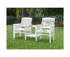 ALFORDSON Wooden Garden Bench Loveseat Outdoor Chairs Table Set Patio White