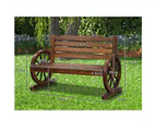 ALFORDSON Wooden Garden Bench Wagon Wheel Chair Seat Outdoor Patio Charcoal