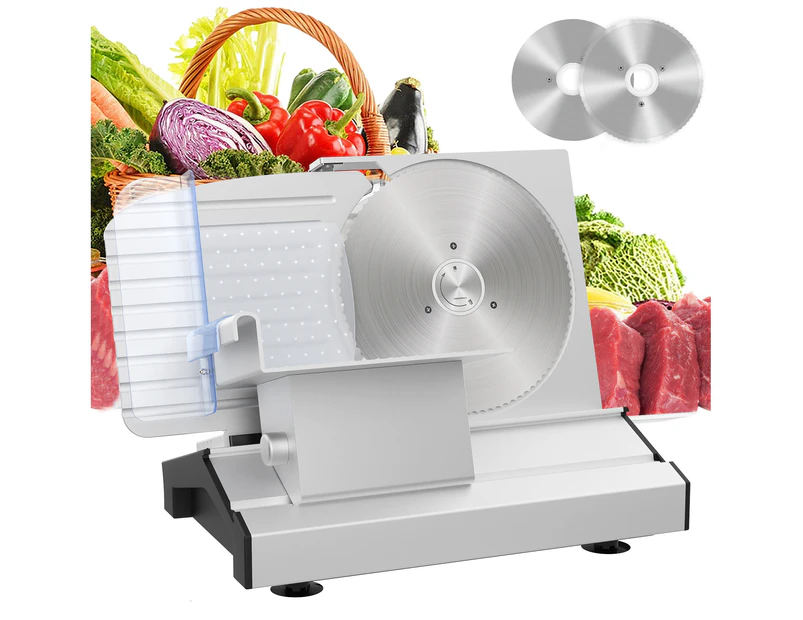 ADVWIN Meat Slicer, Electric Food Slicer with 8.6" Removable Stainless Steel Blade & Food Carriage