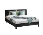 Oikiture Bed Frame Queen Size Platform Bed Base Frame Leather Headboard