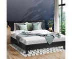 Oikiture Bed Frame Queen Size Platform Bed Base Frame Leather Headboard