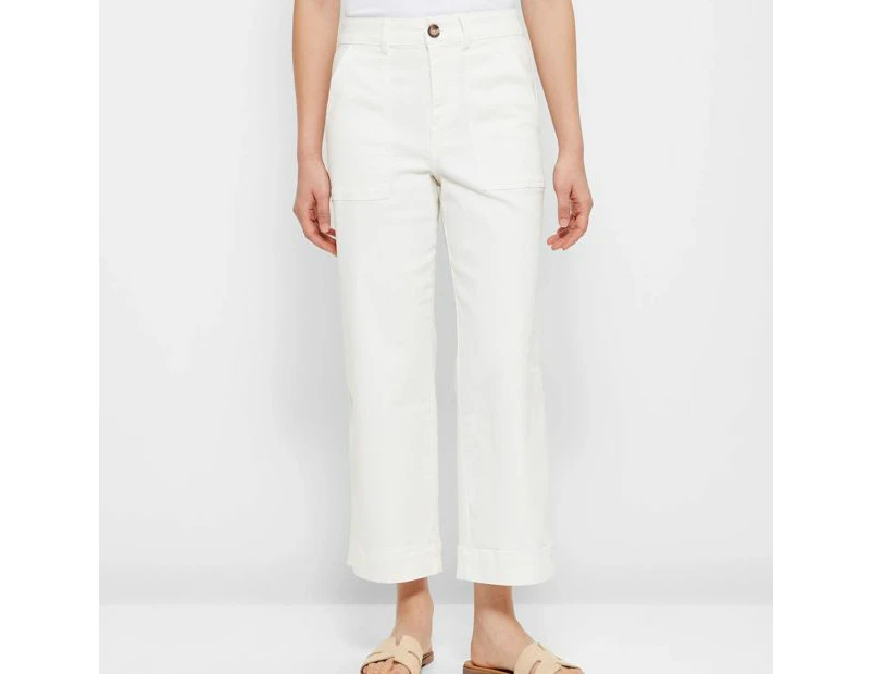 Target Stretch Wide Leg Twill Pants - White