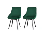 Artiss Dining Chairs Set of 2 Velvet Swivel Base Green