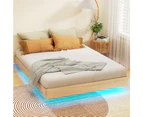 Artiss Bed Frame Double Size Floating LED Wooden Bed Base ODIN