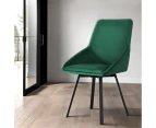 Artiss Dining Chairs Set of 2 Velvet Swivel Base Green