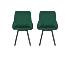 Artiss Dining Chairs Set of 2 Velvet Swivel Base Green