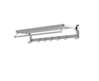 Towel Rail Rack Holder 4 Bars Wall Mounted Aluminium Foldable Hanging Hook