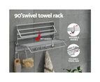 Towel Rail Rack Holder 4 Bars Wall Mounted Aluminium Foldable Hanging Hook