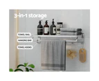 Towel Rail Rack Holder 4 Bars Wall Mounted Aluminium Foldable Hanging Hook