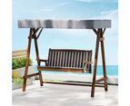 Gardeon Outdoor Wooden Swing Chair Garden Bench Canopy Cushion 3 Seater Charcoal