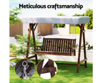 Gardeon Outdoor Wooden Swing Chair Garden Bench Canopy Cushion 3 Seater Charcoal