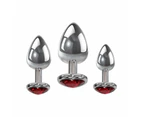 Adam & Eve Three Hearts Gem Anal Plug Set - Metallic Butt Plugs with Gem Bases - Set of 3 Sizes