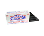 12x Carson No.3 Timber/Concrete/Rubber/Paper Builders Marking Crayons Black