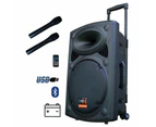 E-lektron 2 X 12" inch 1500W Portable+Active Speakers Sound System Battery PA BT/USB/ Mics with Stands
