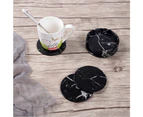 Coasters For Drinks 6 Piece With Holder Marble Texture Round Cup Mat Pad Set Black
