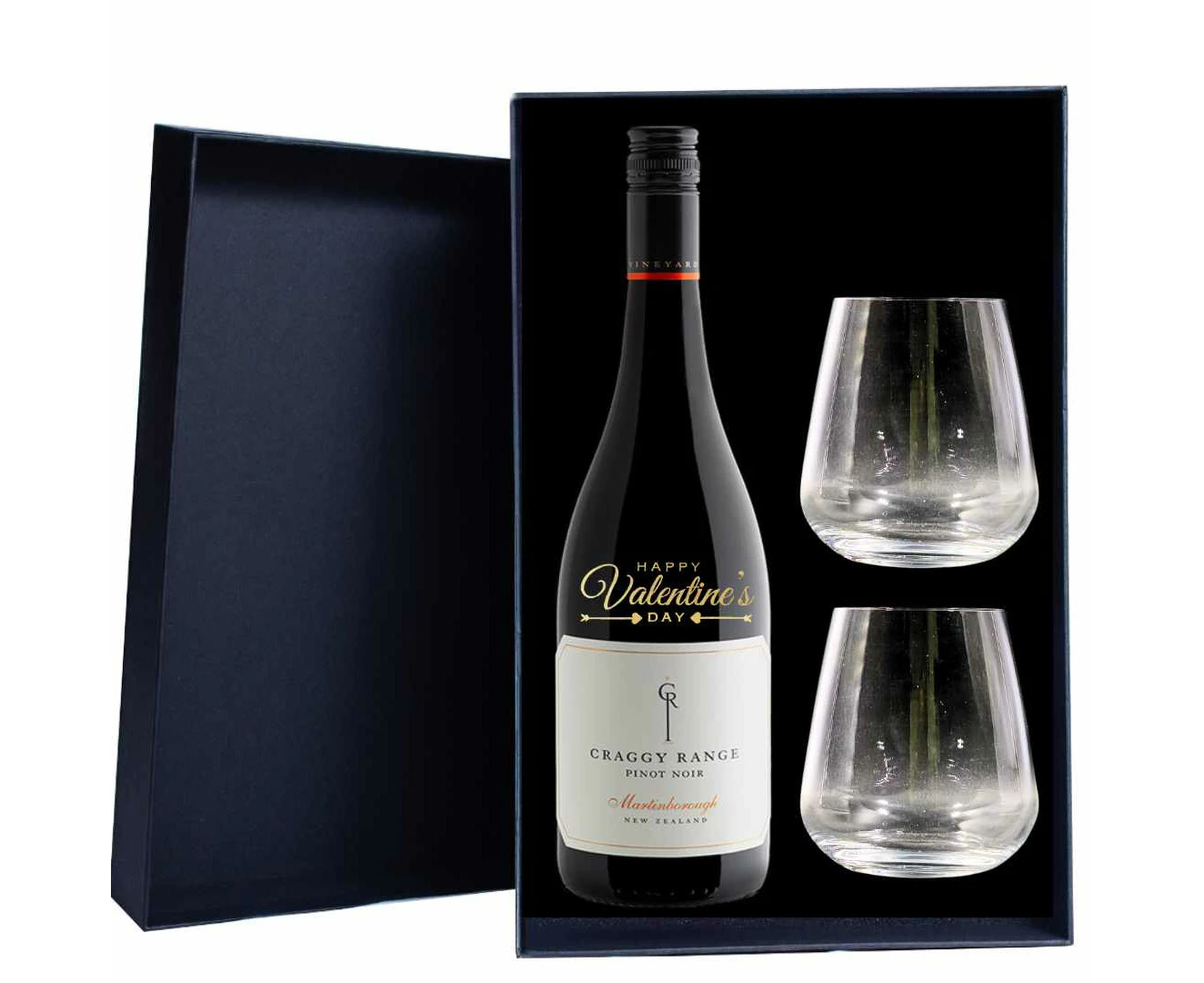 Valentine's Day Craggy Range Martinborough Pinot Noir Gift Hamper includes 2 Premium Wine Glass