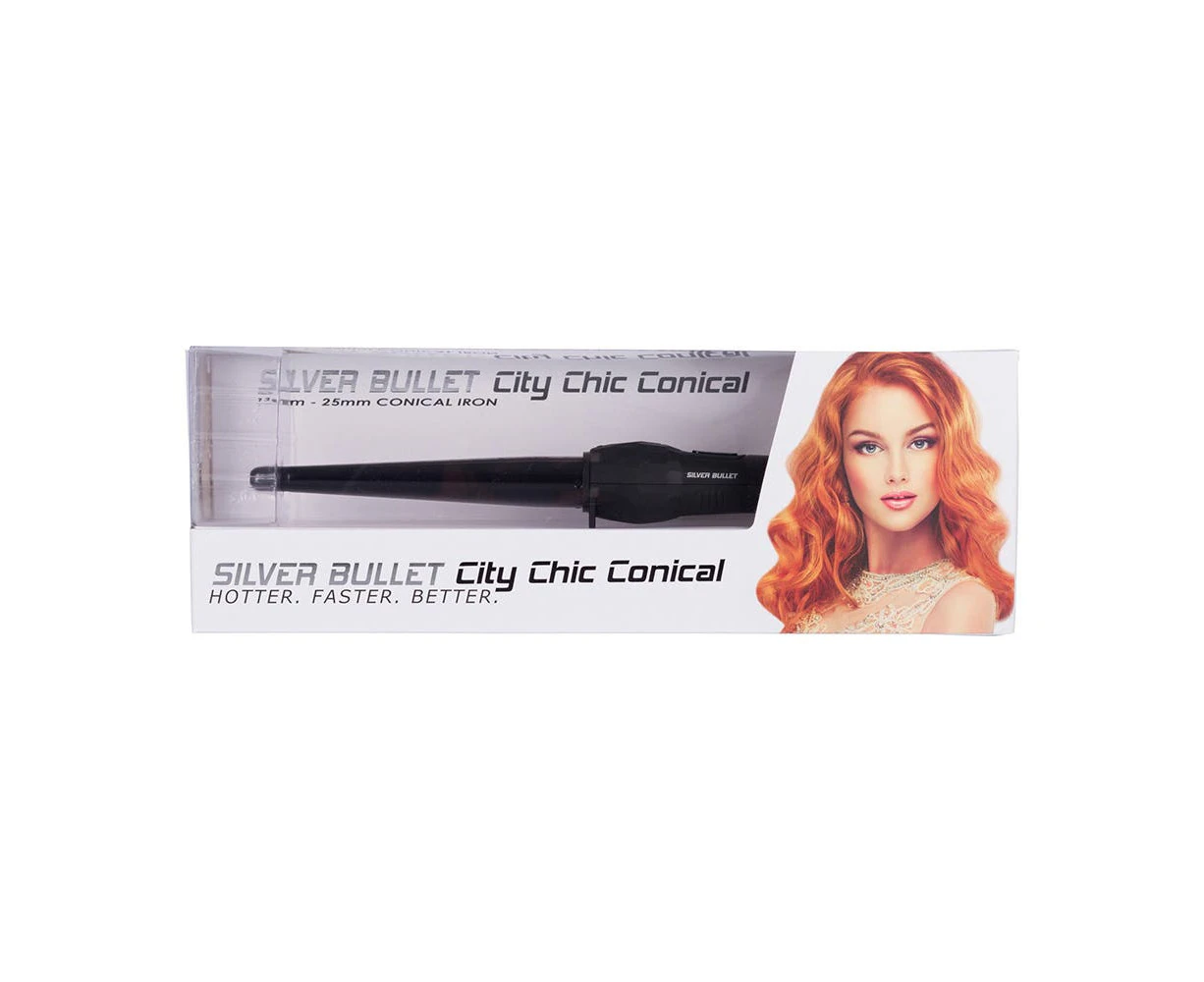 Silver Bullet City Chic Ceramic Conical Iron 13mm-25mm Regular Hair Curling Wand