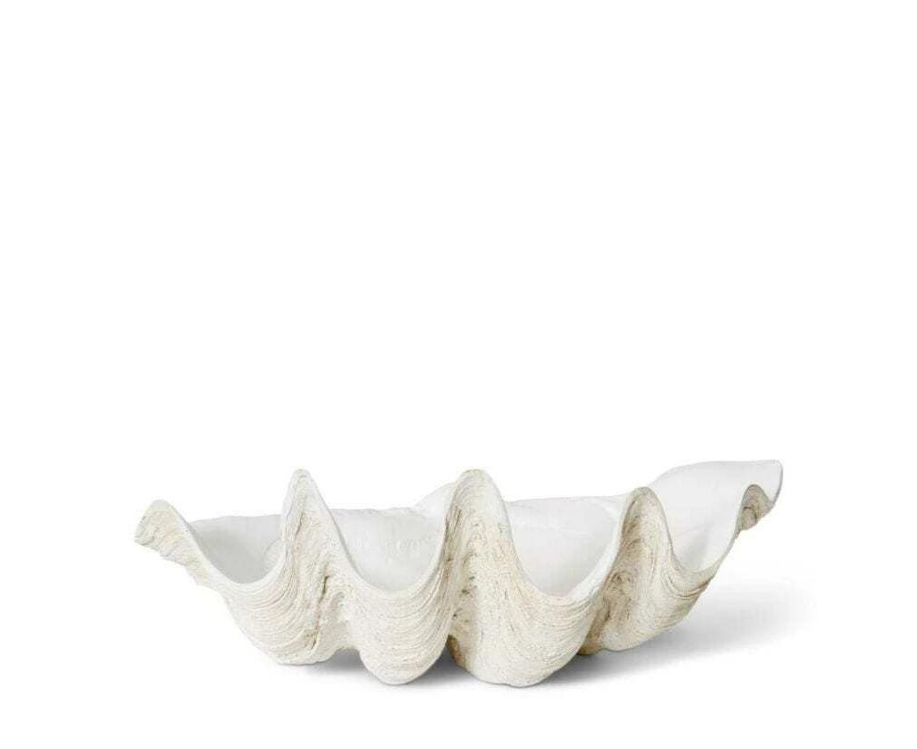 E Style Large 52cm Polyresin Clam Shell Sculpture Bowl/Trinket Decor Off WHT