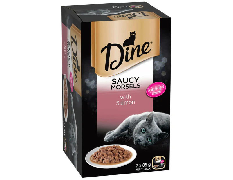 Dine Daily Variety Saucy Morsels & Salmon Wet Cat Food 7X85g