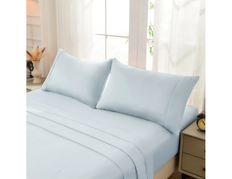 Justlinen-luxe 100% Luxury Cotton 500TC Single Bed Sheet Set - Light Blue