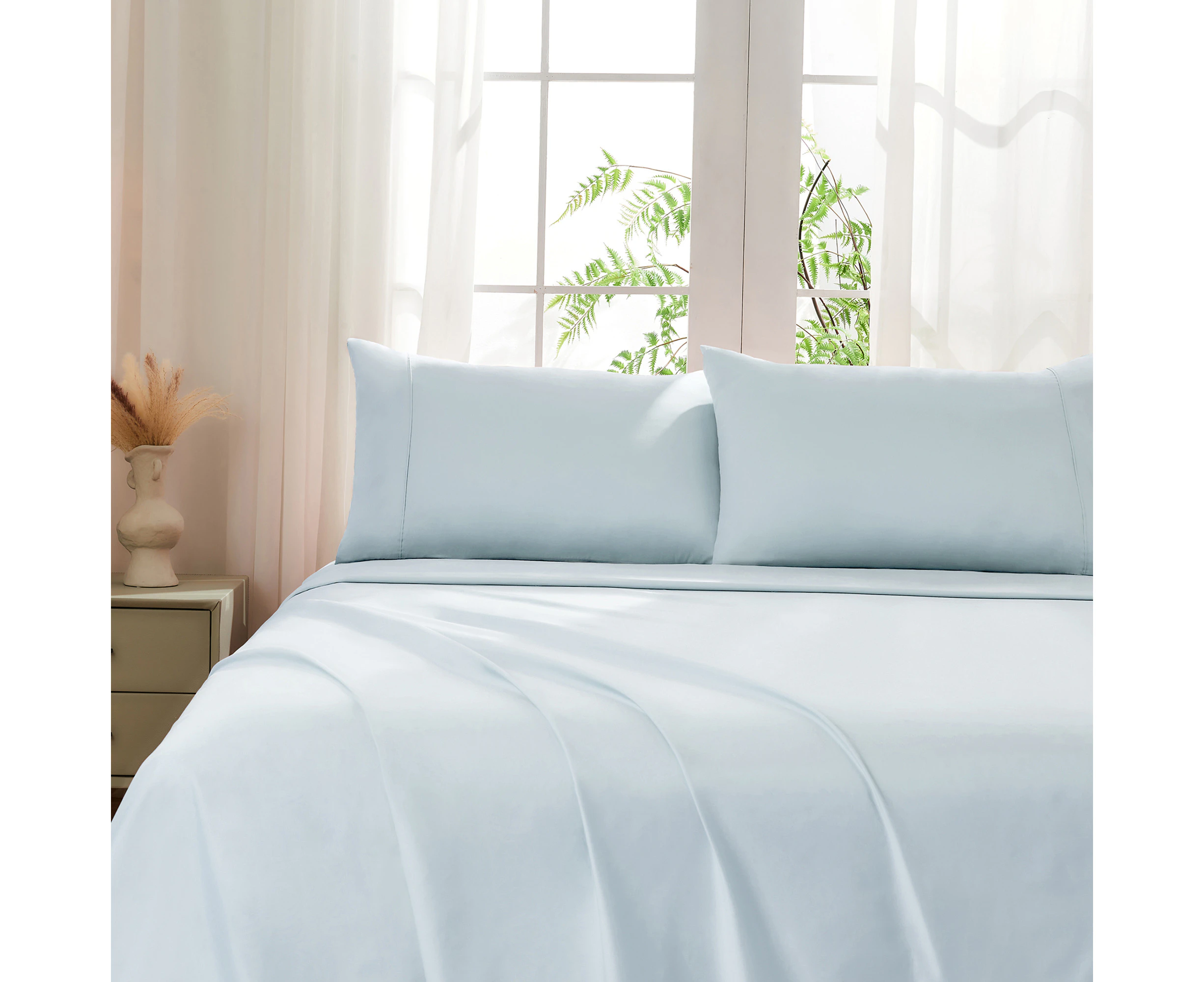 Justlinen-luxe 100% Luxury Cotton 500TC Queen Bed Sheet Set - Light Blue