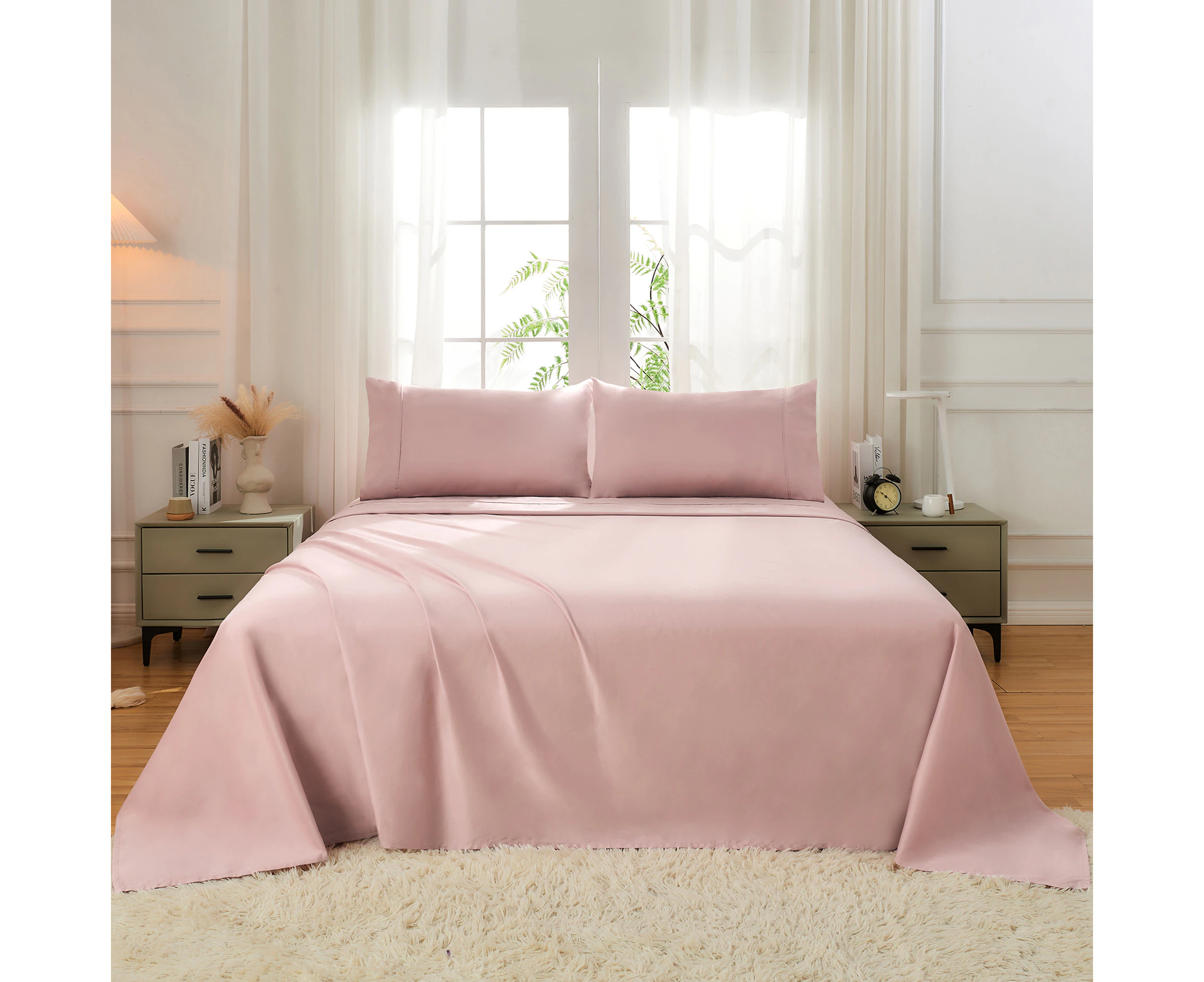 Justlinen-luxe 100% Luxury Cotton 500TC King Bed Sheet Set - Mauve