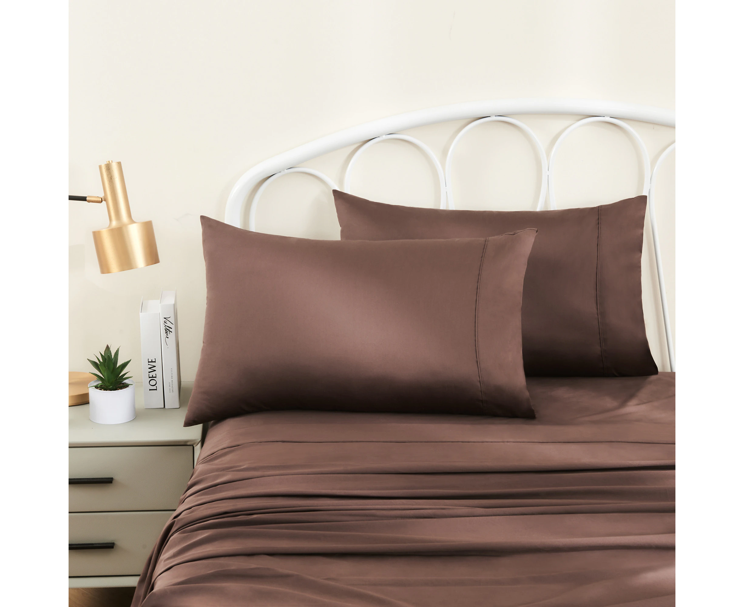 Justlinen-luxe 100%  Luxury Cotton 500TC King Single Bed Sheet Set - Chocolate Brown