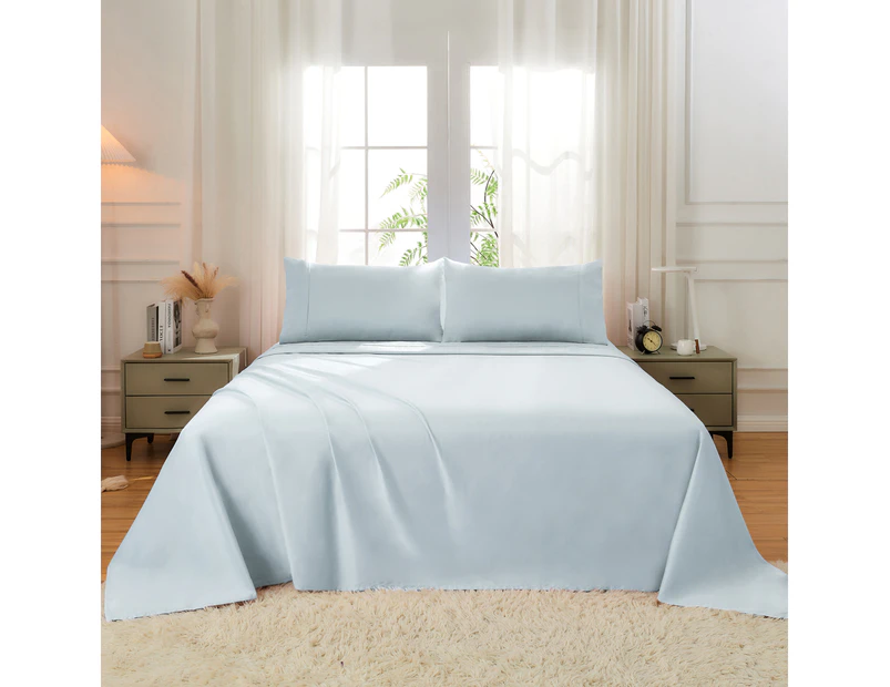 Justlinen-luxe 100% Luxury Cotton 500TC King Bed Sheet Set - Light Blue