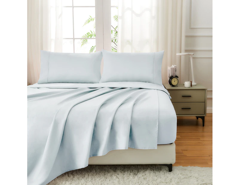 Justlinen-luxe 100% Luxury Cotton 500TC Double Bed Sheet Set - Light Blue