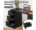 Computer Desk Laptop Table Home Office Study Desk with 3 Drawers & Shelves Black