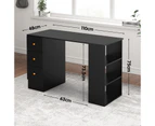 Computer Desk Laptop Table Home Office Study Desk with 3 Drawers & Shelves Black