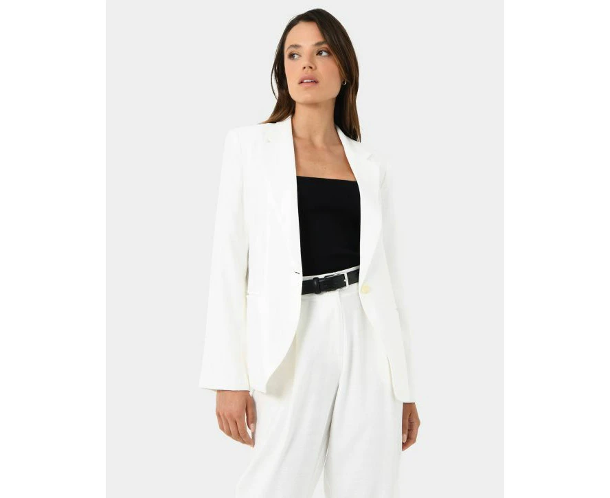 Forcast Women's Indigo Single Breasted Blazer - White