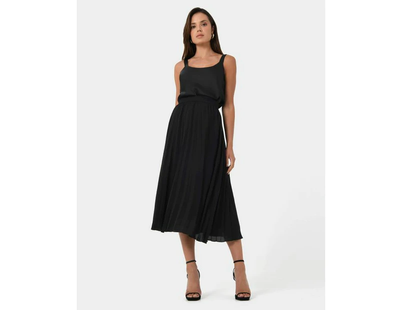 Forcast Women's Louise Pleats Skirt - Black
